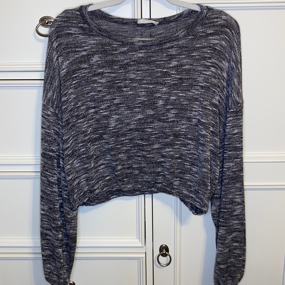 Altar'd State | Gray Marled Long Sleeve Crop Top